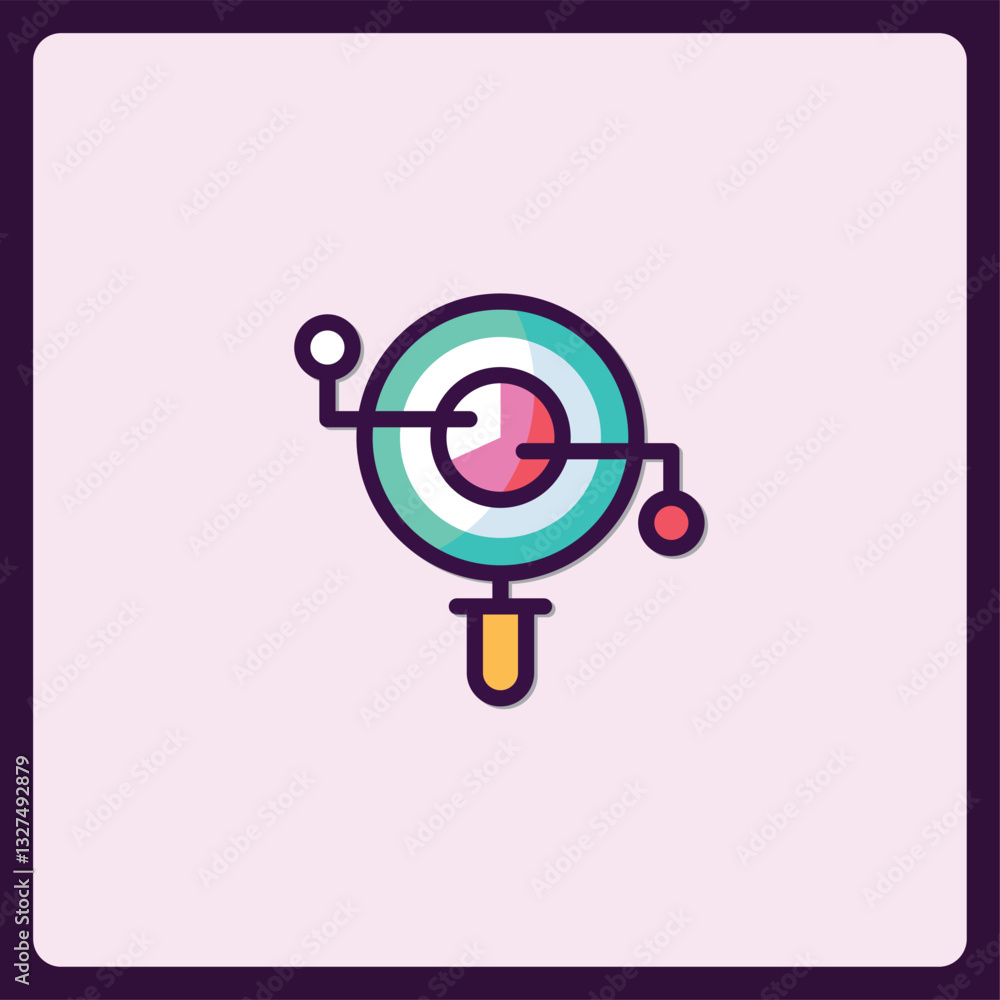 Poster stylized diagram representation featuring diverse data segmentation and connectivity