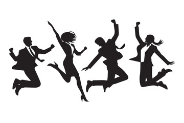 Fototapeta premium vector silhouette of businessman standing and jumping success
