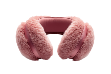 Cozy Blush Pink Earmuffs Offering Ultimate Winter Warmth And Softness, Perfect For A Stylish And Comfortable Cold Weather Escape Isolated on Transparent Background