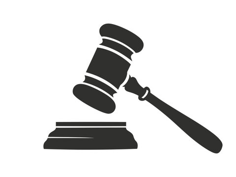 Judge gavel silhouette icon vector on white background. Judge Gavel Silhouette Icon Vector Legal Justice Symbol, Courtroom Illustration, law icon vector. auction hammer.