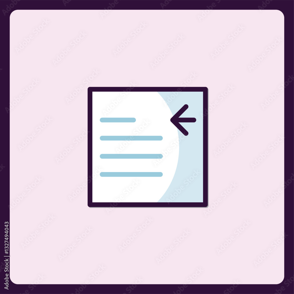 Poster document with an arrow indicating return or back functionality icon graphic