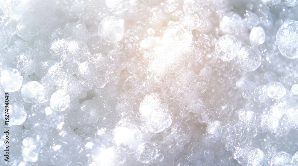 Poster close-up of refreshing coconut soda texture with bubbles and sparkling highlights