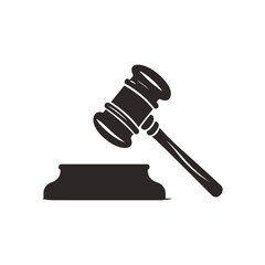Judge gavel silhouette icon vector on white background. Judge Gavel Silhouette Icon Vector Legal Justice Symbol, Courtroom Illustration, law icon vector. auction hammer.
