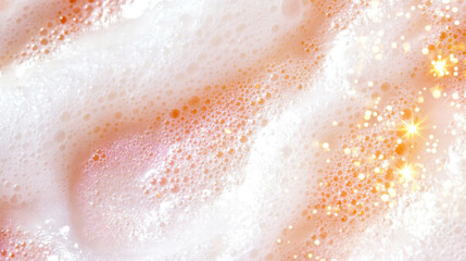 Fototapeta premium Close up of fizzy coconut soda texture with effervescent bubbles and shimmering light