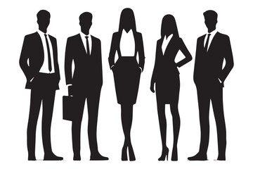 vector silhouette of businessman standing and jumping success