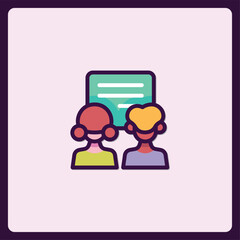 Colorful depiction of communication and collaboration symbol for interface