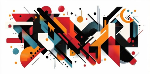 Abstract Geometric Shapes Composed With Various Colors And Lines