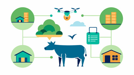 Fototapeta premium The data collected from dronebased livestock counting can be integrated with other farm management systems for a more holistic approach.. Vector illustration