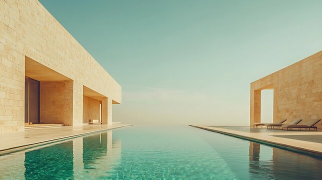 Modern Minimalist Architecture Infinity Pool