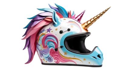Colorful unicorn helmet png