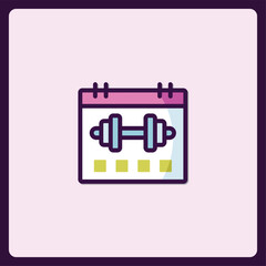 Calendar with dumbbell icon to represent scheduled workouts or fitness goals