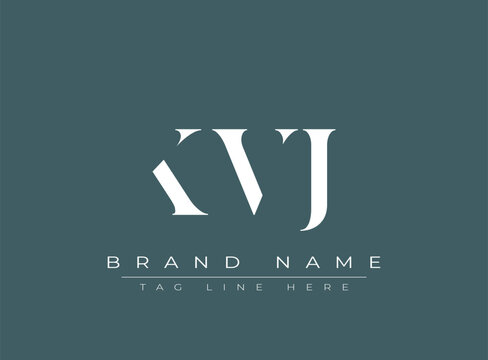 KVJ abstract letter logo design. This logo is designed by three abstract letters.