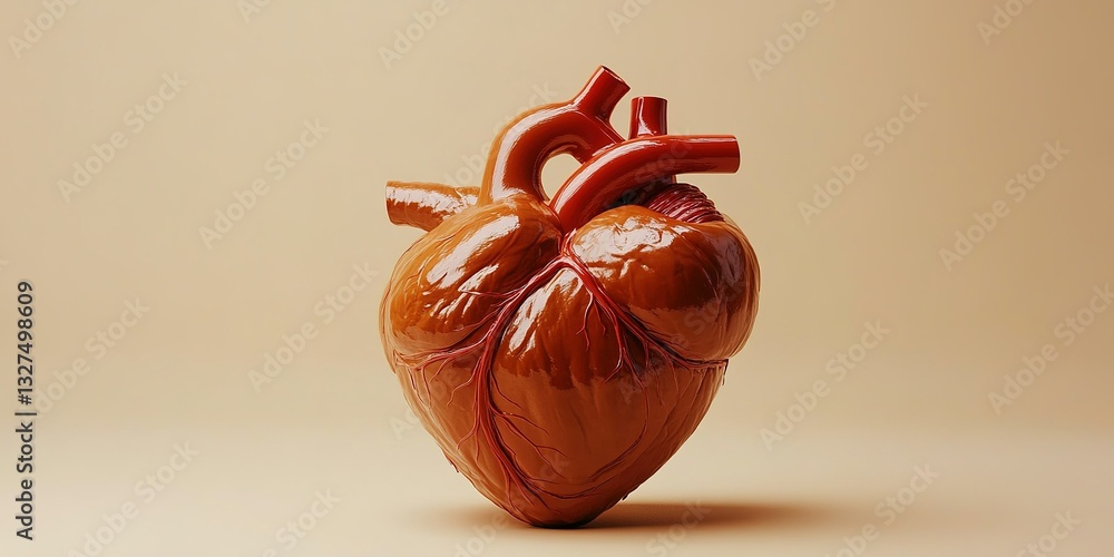 Poster heart sculpture in a warm studio setting with soft lighting and a minimalist background showcasing a