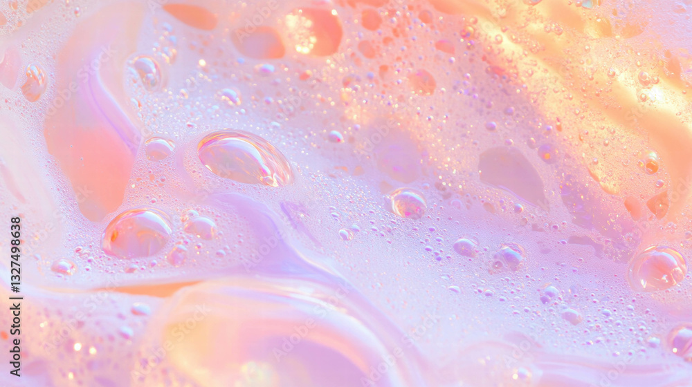 Poster iridescent pearlescent oil texture with shimmering bubbles for abstract designs