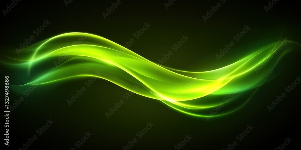 Poster swirling green abstract design creating a sense of motion and tranquility in a dark background