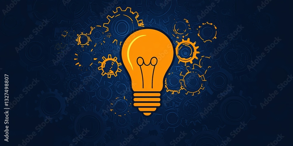 Poster light bulb design with gears background illustrating innovation and creativity in technology and eng