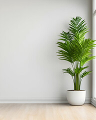 Minimalist interior scene with potted plant