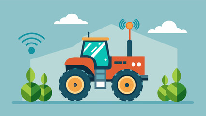 The smart tractors GPS also has the ability to accurately record and map the location of planted crops making it easier for farmers to monitor and track their progress.. Vector illustration