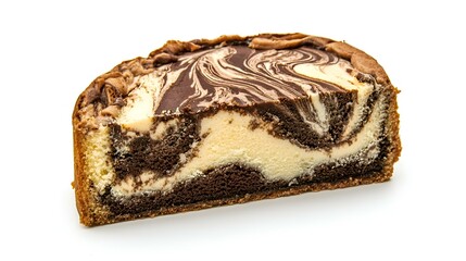 A slice of marble cake with visible swirls