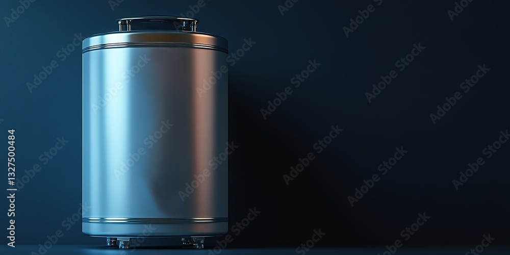 Poster modern metallic container with sleek design and simple elegance against a dark background