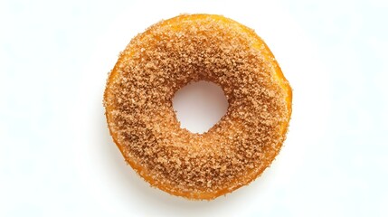 A top down view of a cinnamon crumb donut