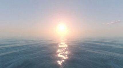 Obraz premium Peaceful Sunset Reflections Over Calm Water Surface