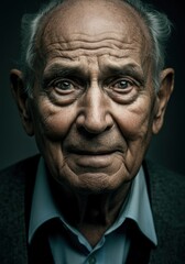 Obraz premium Portrait of an elderly man with deep wrinkles and expressive eyes