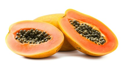 Papayas isolated on white background