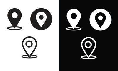 Location pin icon flat vector illustration design (Black and whit)
