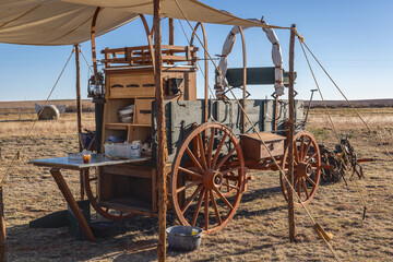Old chuck wagon on a cattle ranch. © Emily_M_Wilson