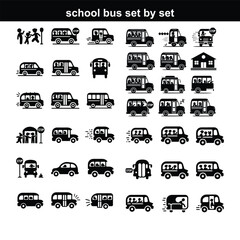 Man girl students classmates pictogram icon silhouette vector. Car Silhouettes From The Front School bus silhouette vector. School bus logo, icon vector design black and white. school bus silhouette