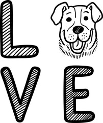 Love Dog Typography - Pet Lover Vector Design