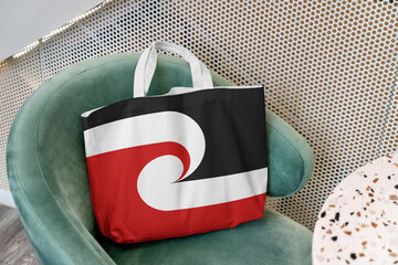 Shopping bag with the flag of Tino Rangatiratanga Maori Flag 3D Rendering