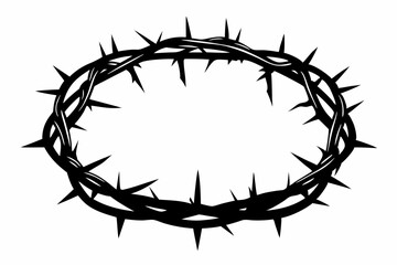 black crown of thorns line art silhouette vector illustration