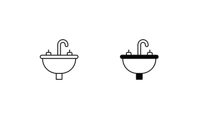 Sink icons set line and glyph vector icon