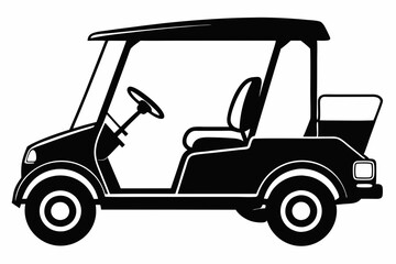golf cart line art silhouette vector illustration