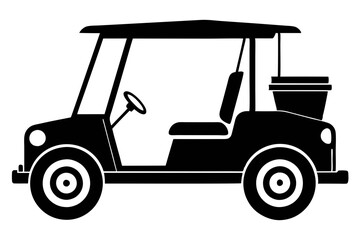 golf cart line art silhouette vector illustration