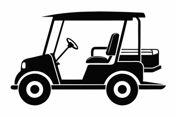 Fototapeta premium golf cart line art silhouette vector illustration