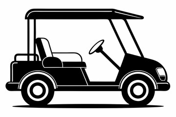 golf cart line art silhouette vector illustration