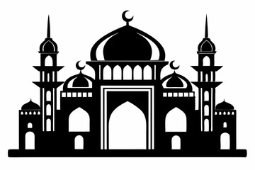 mosque line art silhouette vector illustration