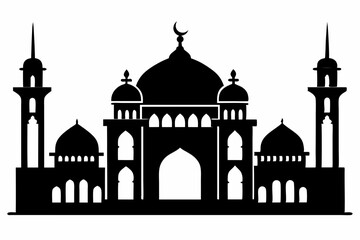 mosque line art silhouette vector illustration