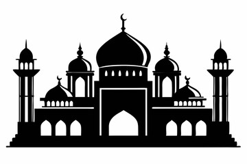 mosque line art silhouette vector illustration