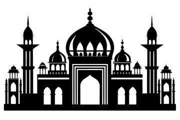 mosque line art silhouette vector illustration