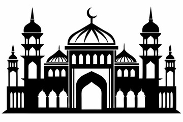 mosque line art silhouette vector illustration