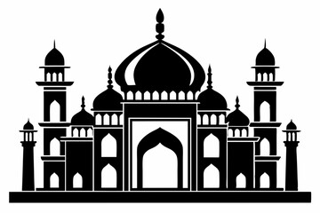 mosque line art silhouette vector illustration