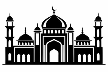 mosque line art silhouette vector illustration