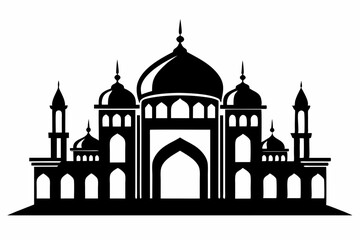 mosque line art silhouette vector illustration