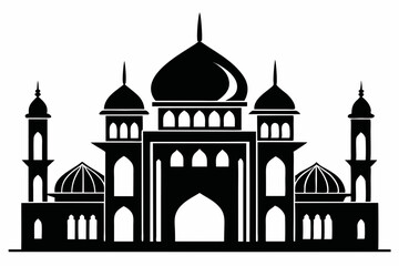 mosque line art silhouette vector illustration