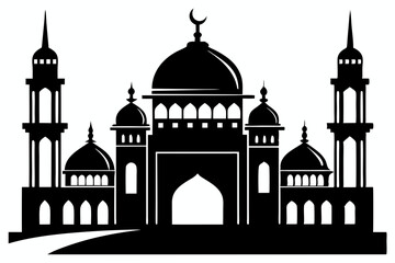 mosque line art silhouette vector illustration