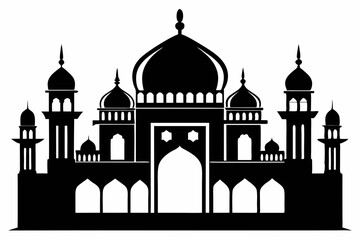 mosque line art silhouette vector illustration